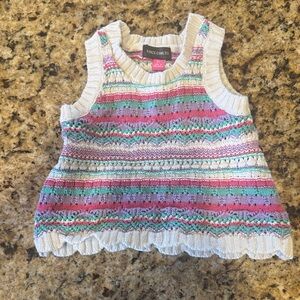 Vince Camuto Girls Cream Knit Tank with Pink & Aqua Stripes